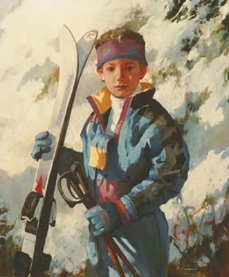 Boy with skiis