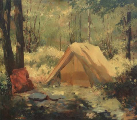 Yellow Tent in Woods