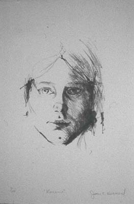 Stone print of girl's face