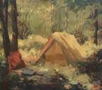 Yellow Tent in Woods